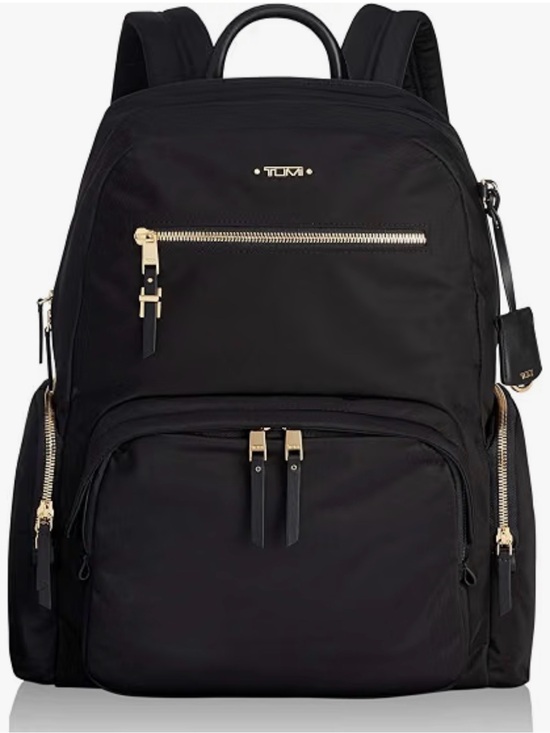 Tumi Accessories - TUMI Voyageur Halle Backpack in Black Nylon with Gold-Tone Hardware